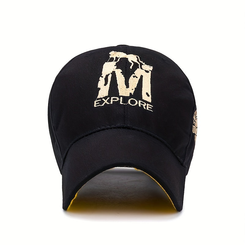 Unisex Breathable Baseball Cap with M Letter Embroidery