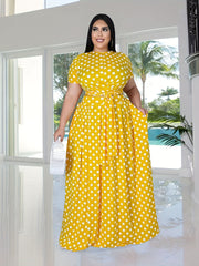 Polka Dot Crop Top & Maxi Skirt 2 Piece Set Plus Size