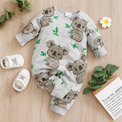 Newborn Cotton Romper Koala Print Long Sleeve Baby Bodysuit