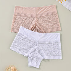 2 Pack Plus Size Lace High Rise Briefs Set