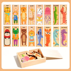 Colorful Wooden Animal Puzzle Toy for Kids- Educational Shape Recognition