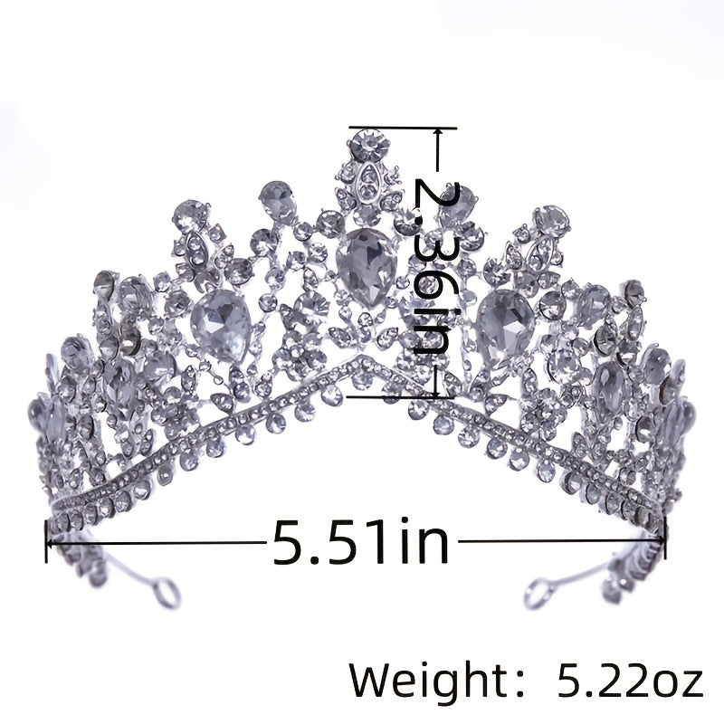 Baroque Crystal Crown Tiara Necklace Earrings Set For Women