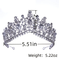 Baroque Crystal Crown Tiara Necklace Earrings Set For Women