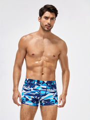 Men's Quick Dry Boxer Swim Trunks with Palm Tree Graphic