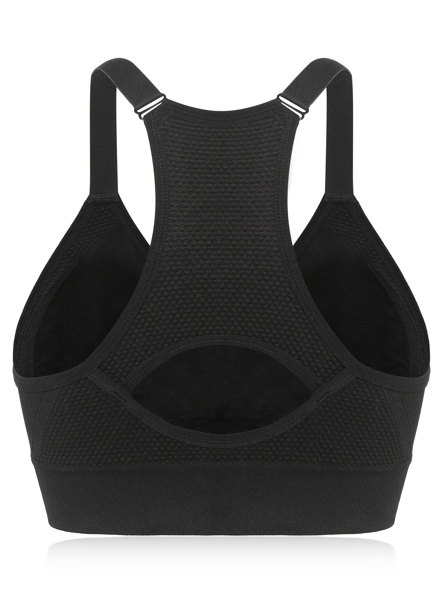 2 Pack Plus Size Sports Bra Set Solid Wireless Racer Back Yoga Gym Bralette 2pcs