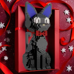 Jiji Cat Building Block Set with Red Bow Tie Ideal for Decor & Gift