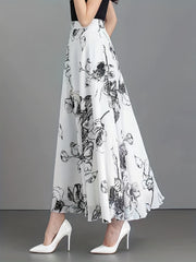 Floral High Waist Swing Skirt for Women