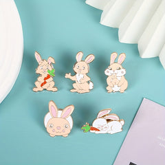 Cartoon Rabbit Colorful Paint Pendant Brooch Clothing Buckle Small Pin Jewelry