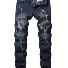 Men's Distressed Slim Fit Ripped Jeans