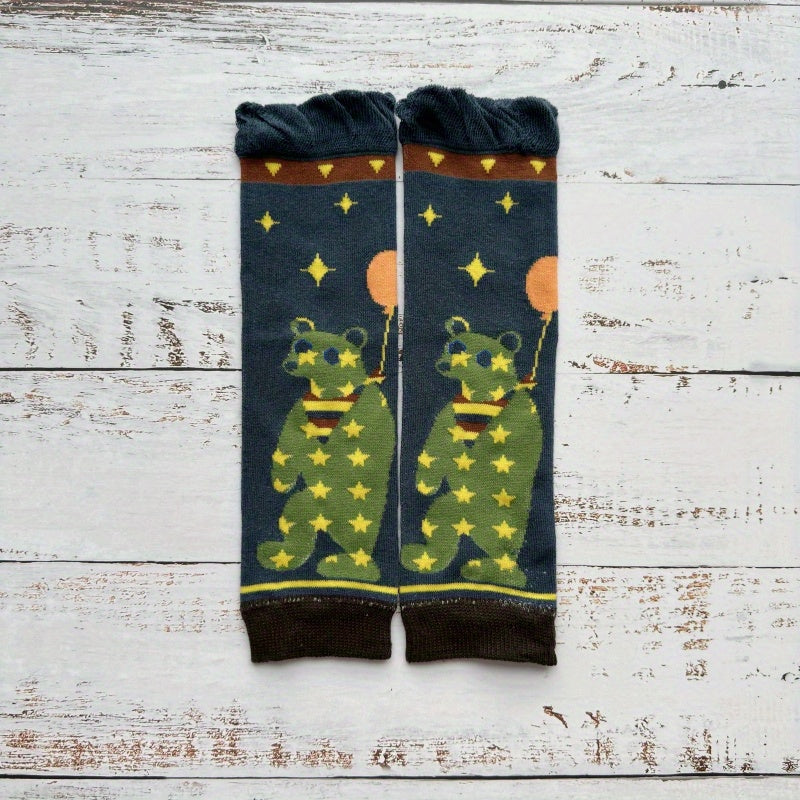 Kids Leg Warmer Colorful Stripe Letter Cartoon Bear Child Leg Warmers