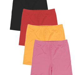 4 Pack Girls Bike Shorts High Stretch Dance Under Dress Colorful Kids Shorts