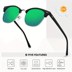 Men's Semi Rimless Polarized Sunglasses UV Protection