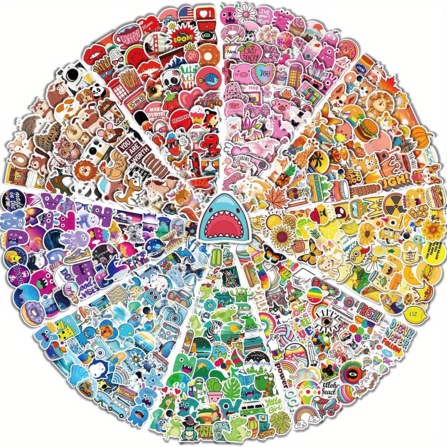600pcs Cartoon Stickers Waterproof Vinyl Decals - Gift for Adults