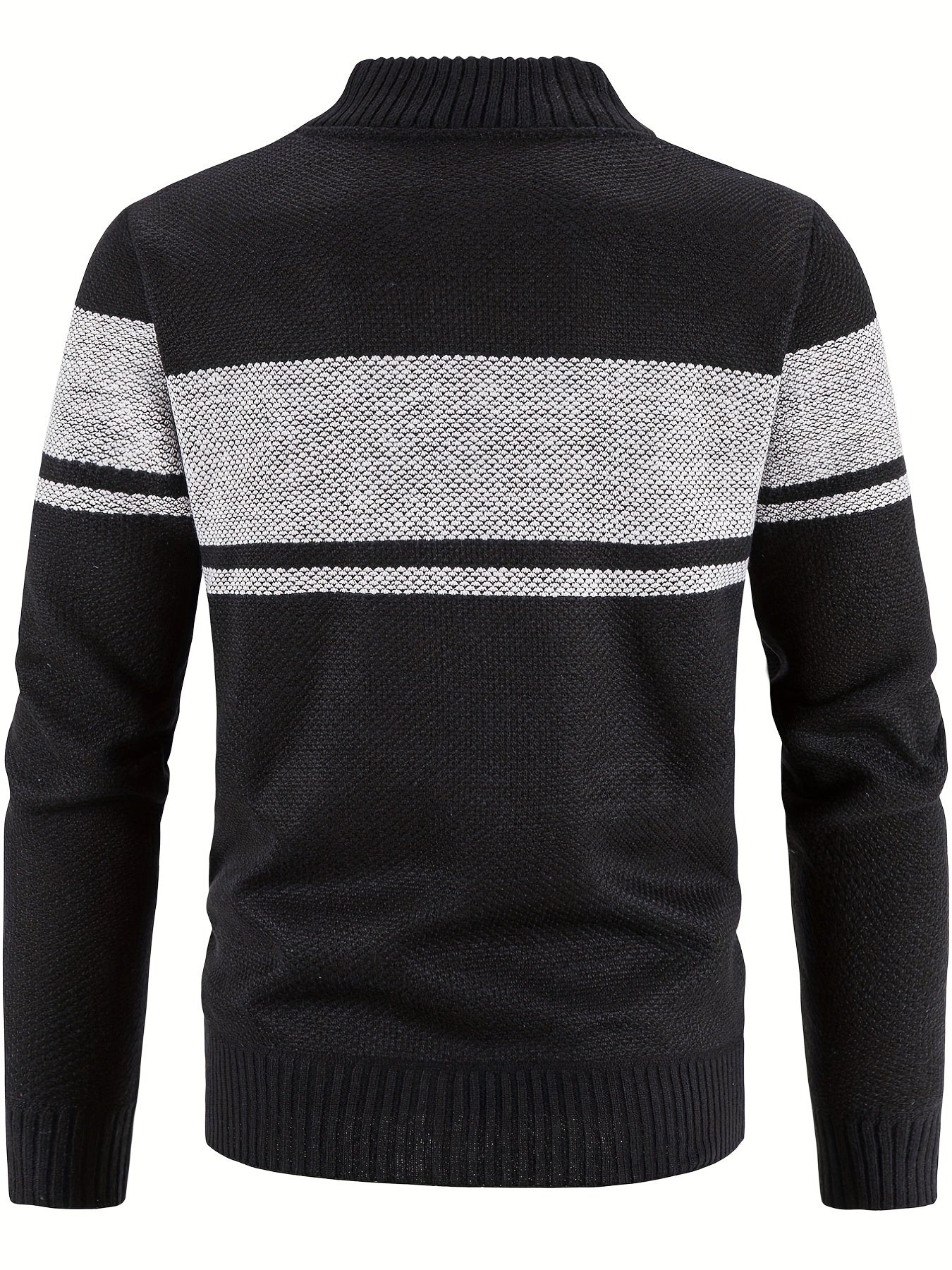 Block Band Collar Cardigan Men's Zip Up Jacket for Fall Winter
