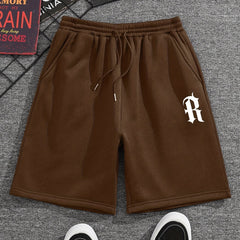 Men's R Graphic Drawstring Shorts for Summer
