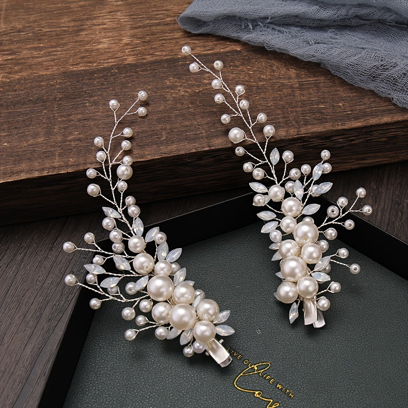 Rhinestone Faux Pearl Hair Clip Headband Bridal Hair Accessories