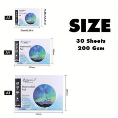 30pcs Watercolor Paper Pad for Wet Media Painting 200gsm