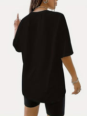 Letter Print Casual Set Crew Neck Tee & Workout Slim Short