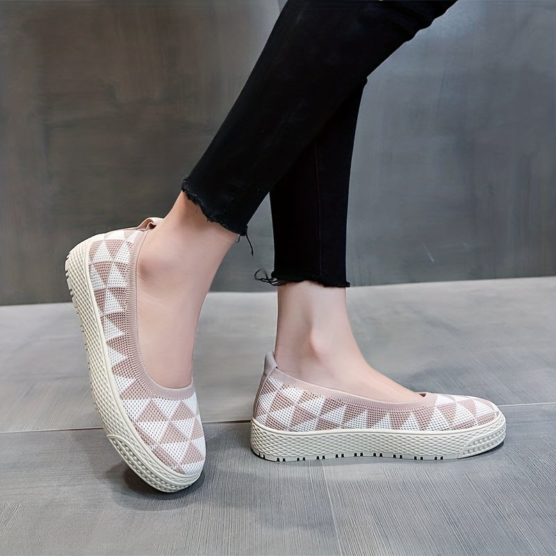 Women's Geometric Loafers Breathable Slip On Shoes Lightweight