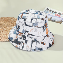 Vintage Graffiti Print Bucket Hat Lightweight Breathable