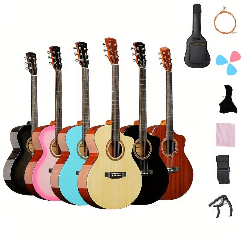 14 Cm Acoustic Wooden Guitar for Beginners with Accessories
