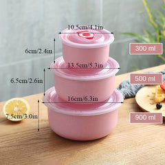 3 PCS Airtight Food Storage Containers Fresh Keeping Bowls Multiple Sizes