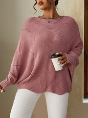 Eyelet Embroidered Bat Sleeve Sweater