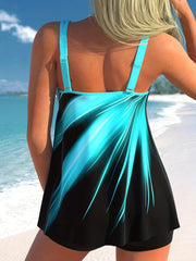 Geometric Pattern Tankini Set Multicolored Swimsuit Women's Swimwear