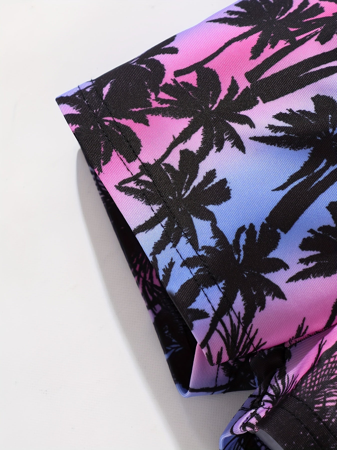 Boys Coconut Trees Print Swim Trunks, Size Up for Beach Vacation