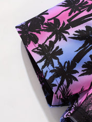 Boys Coconut Trees Print Swim Trunks, Size Up for Beach Vacation