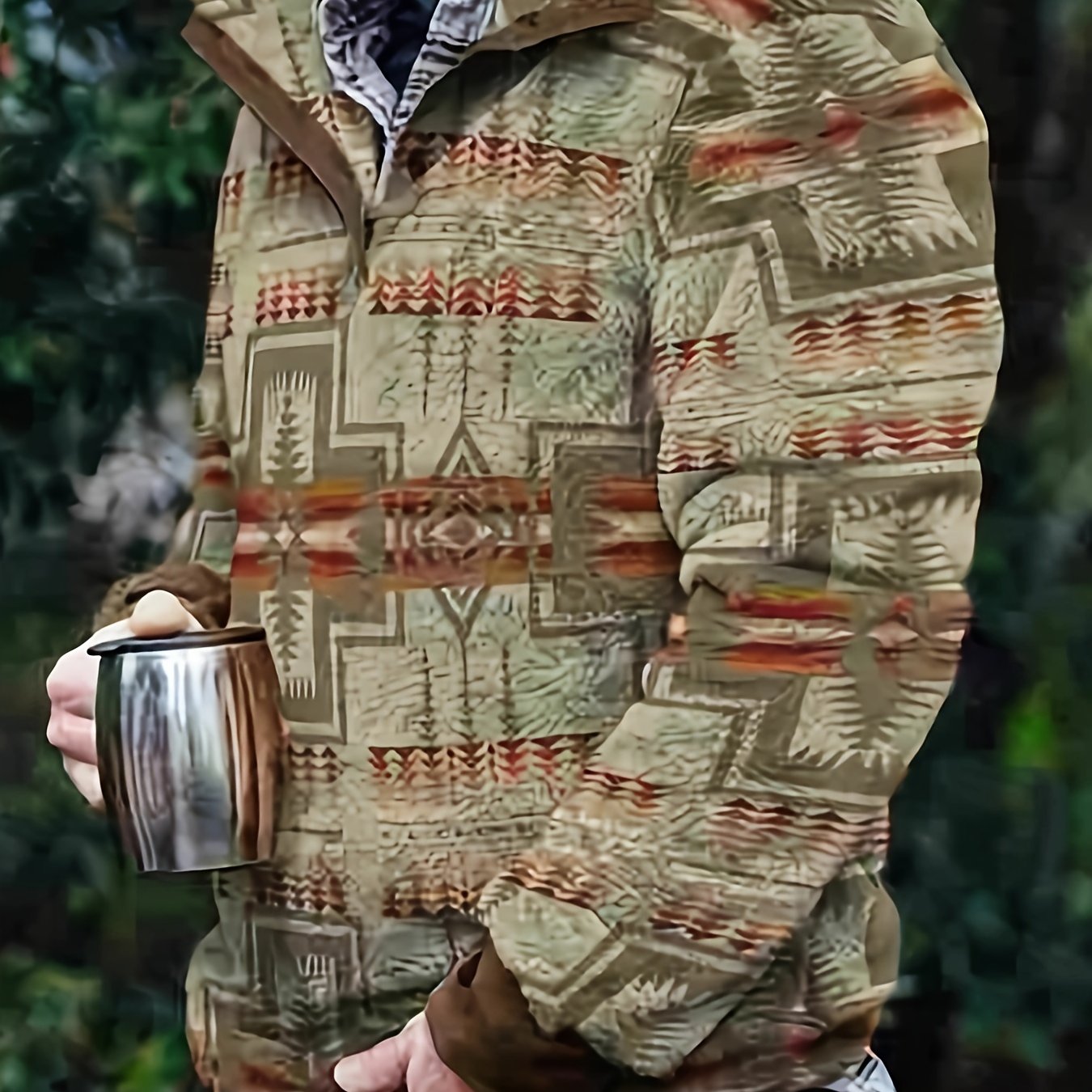 Men's Ethnic Style Fleece Sweatshirt Coat