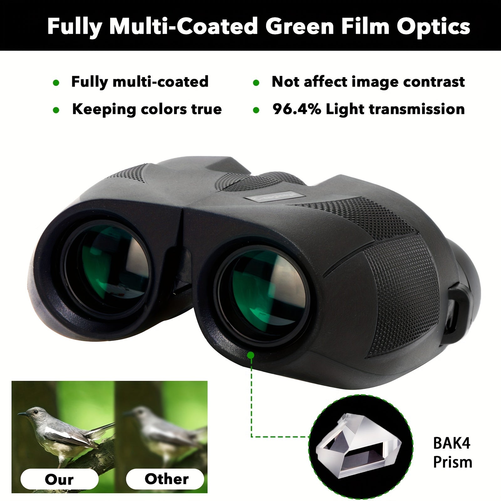 HD Portable Binoculars Large Eyepiece for Bird Watching Hiking Travel