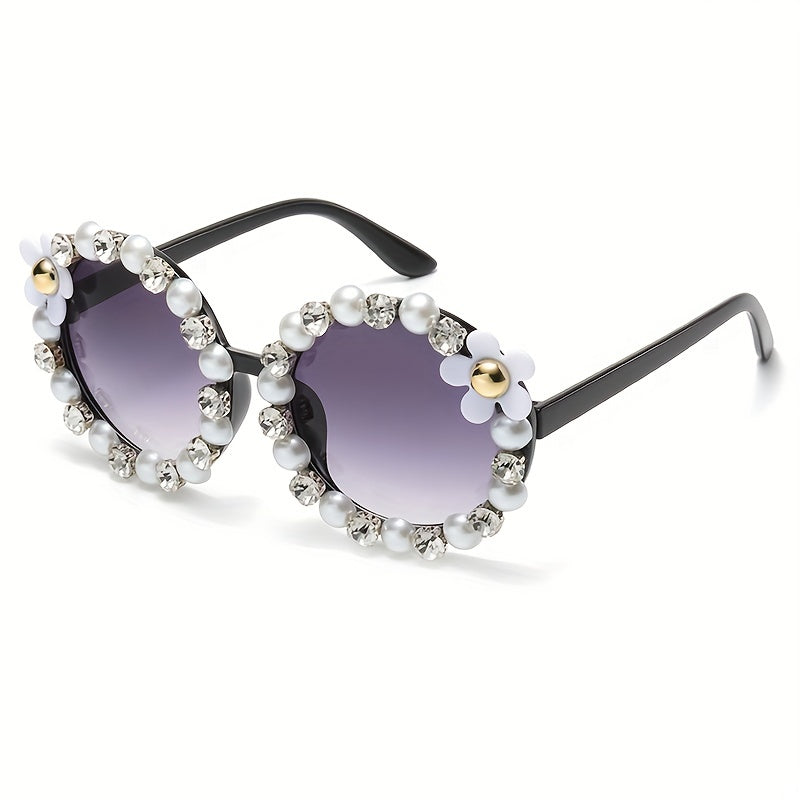 Flower Sunglasses Rhinestone Gradient Glasses UV400