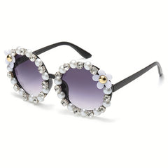 Flower Sunglasses Rhinestone Gradient Glasses UV400