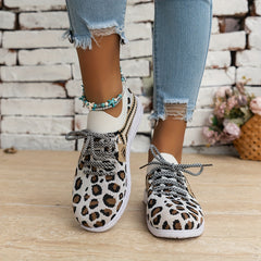 Leopard & Argyle Print Women's Walking Shoes Lightweight Mesh Sneakers