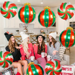 3pcs 27in Christmas Hanging Ball Aluminum Film Balloon Outdoor Decoration