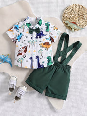2pcs Dinosaur Shirts & Bow Tie Set for Boys
