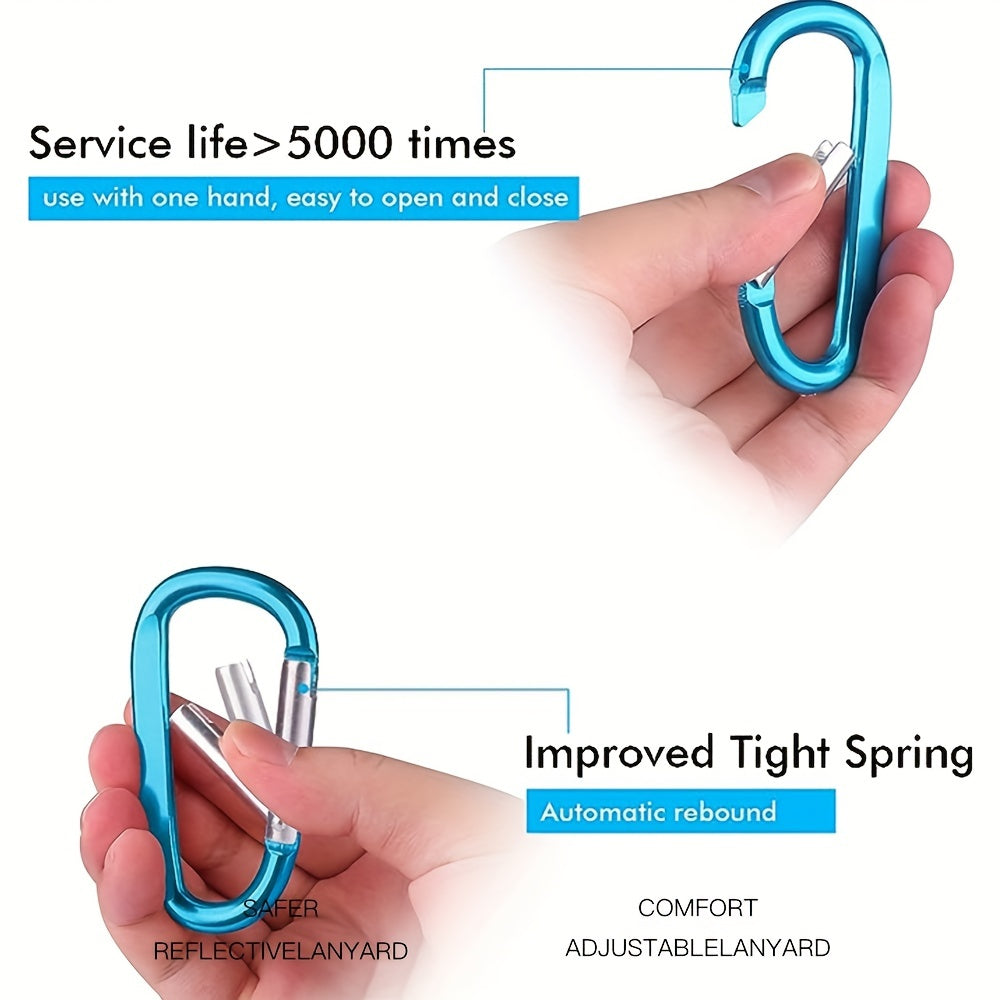 6pcs D Ring Secure Carabiners for Camping Tent Backpack Keychain