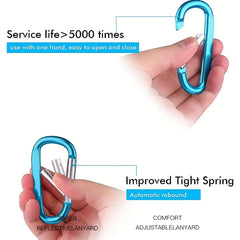 6pcs D Ring Secure Carabiners for Camping Tent Backpack Keychain
