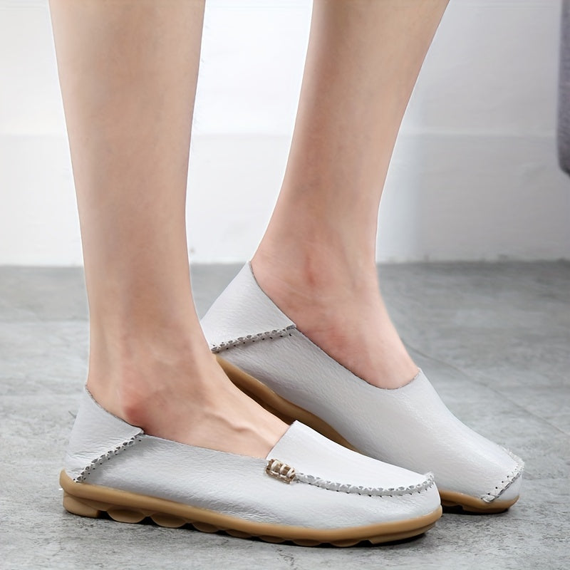 Women's Casual Solid Color Flat Loafers Soft Sole Non Slip Shoes