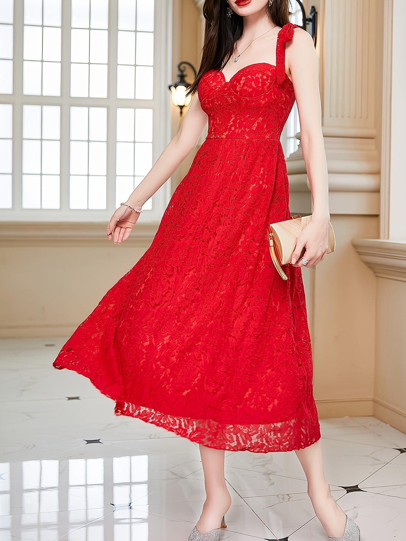 Floral Lace Plus Size Bridesmaid Dress A-line Evening Party Dress
