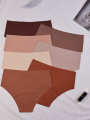 7pcs Seamless Solid Briefs Stretchy Comfy Panties Women's Lingerie