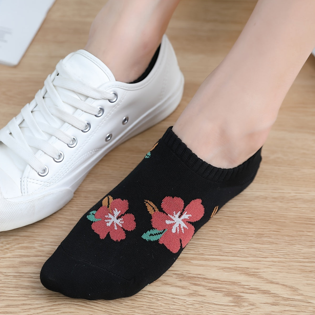 5 Pairs Floral Ankle Socks Mixed Cotton Stockings