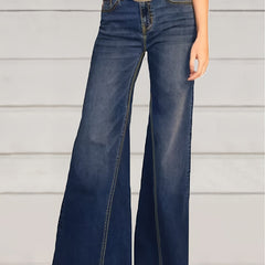 Fringe Trim Flared Leg Jeans