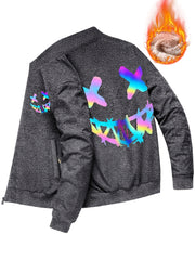 Men's Smile Face Graphic Sherpa Fleece Jacket