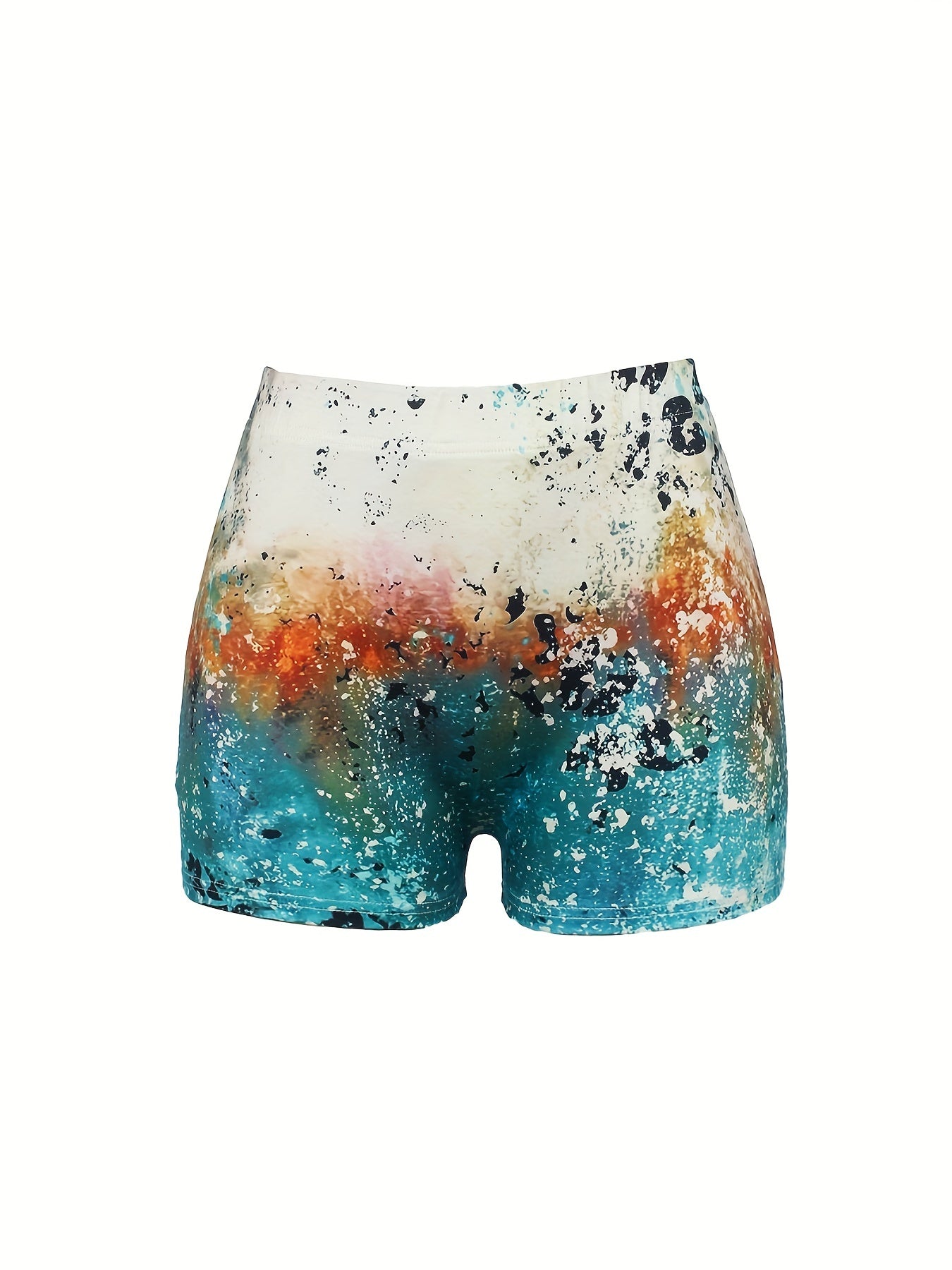 Allover Print Skinny Shorts Casual Stretchy Women's Clothing