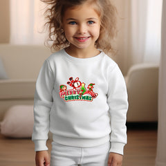 Santa & Elf Graphic Crew Neck Long Sleeve Sweatshirt Kids Christmas Gift