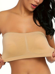 5pk Plus Size Tube Bra Set Solid Wireless Padded Anti Slip Comfort T-shirt