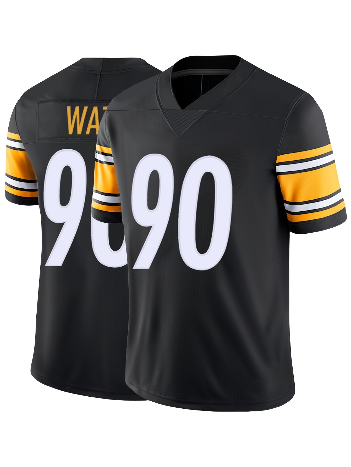 Men's American Football Jersey V-Neck Short Sleeve Embroidered Rugby Top
