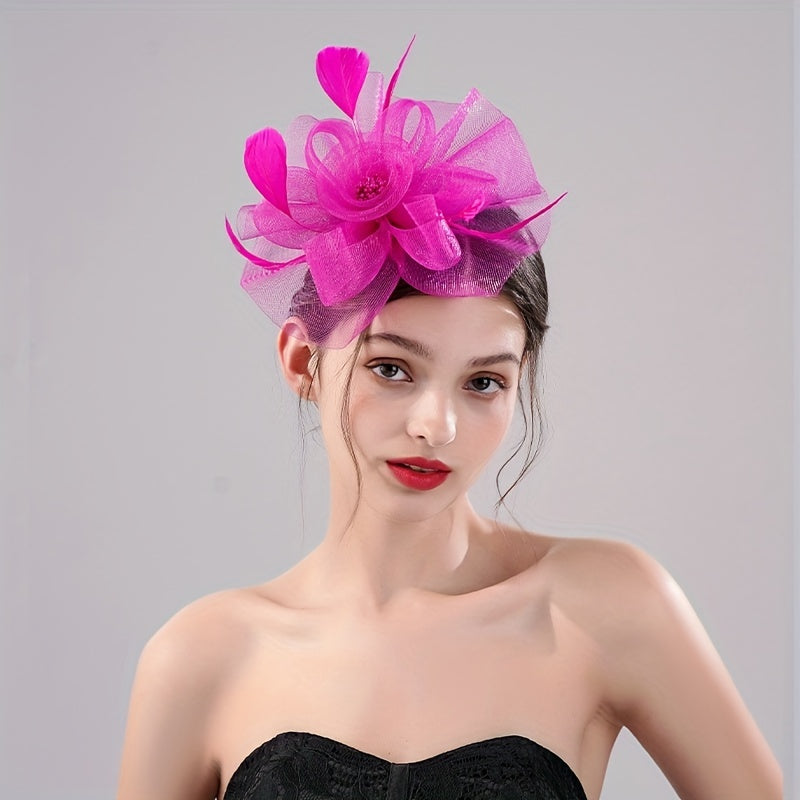 Mesh Flower & Feather Headpiece Hair Accessory